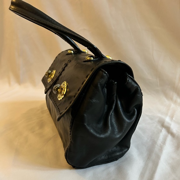 Cynthia Rowley Black Leather Top-Handle Purse - Picture 4 of 16